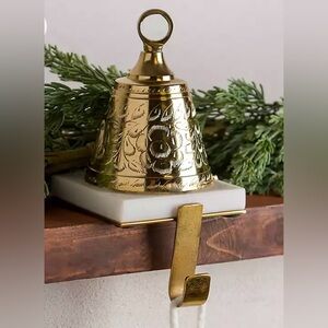 NWT Kirkland’s Gold Metal Bell Stocking Holder x2